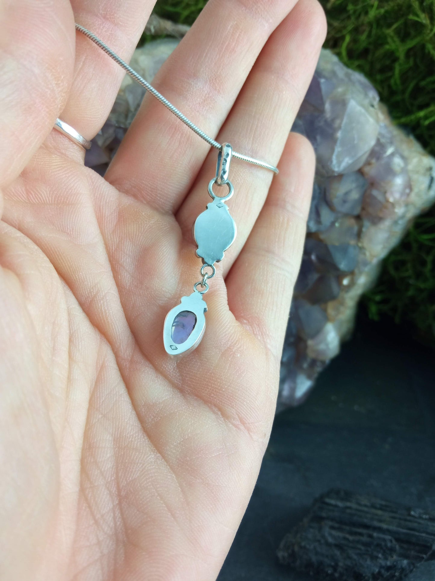 Pendentif cyanite et labradorite blanche