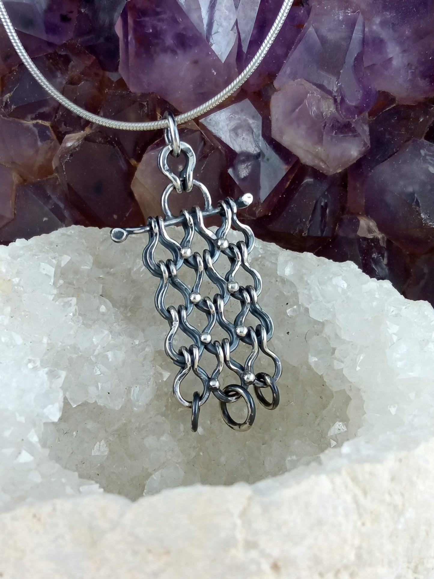 Pendentif argent en maille romaine soudée