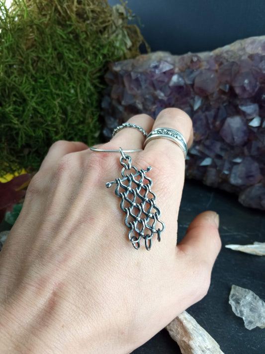 Pendentif argent en maille romaine soudée