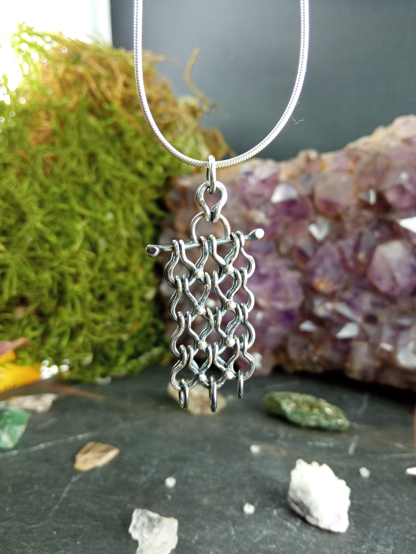 Pendentif argent en maille romaine soudée