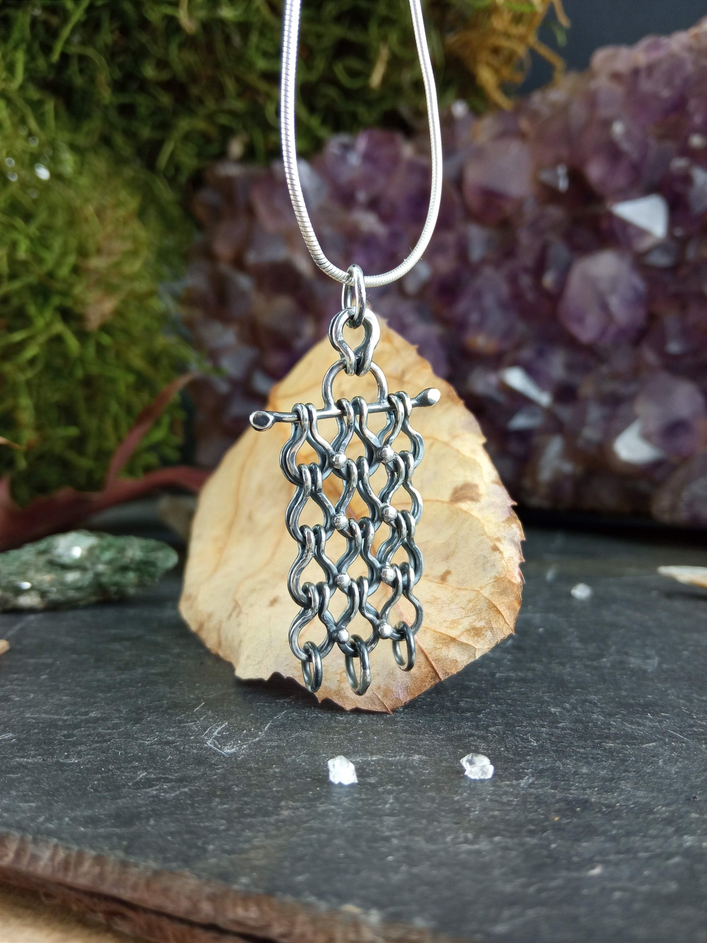 Pendentif argent en maille romaine soudée