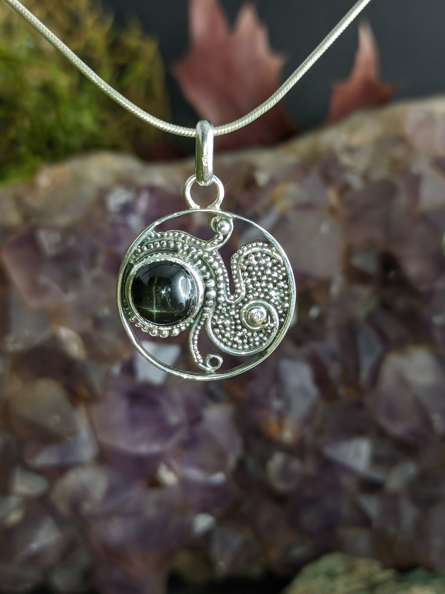 Pendentif diopside et diamant