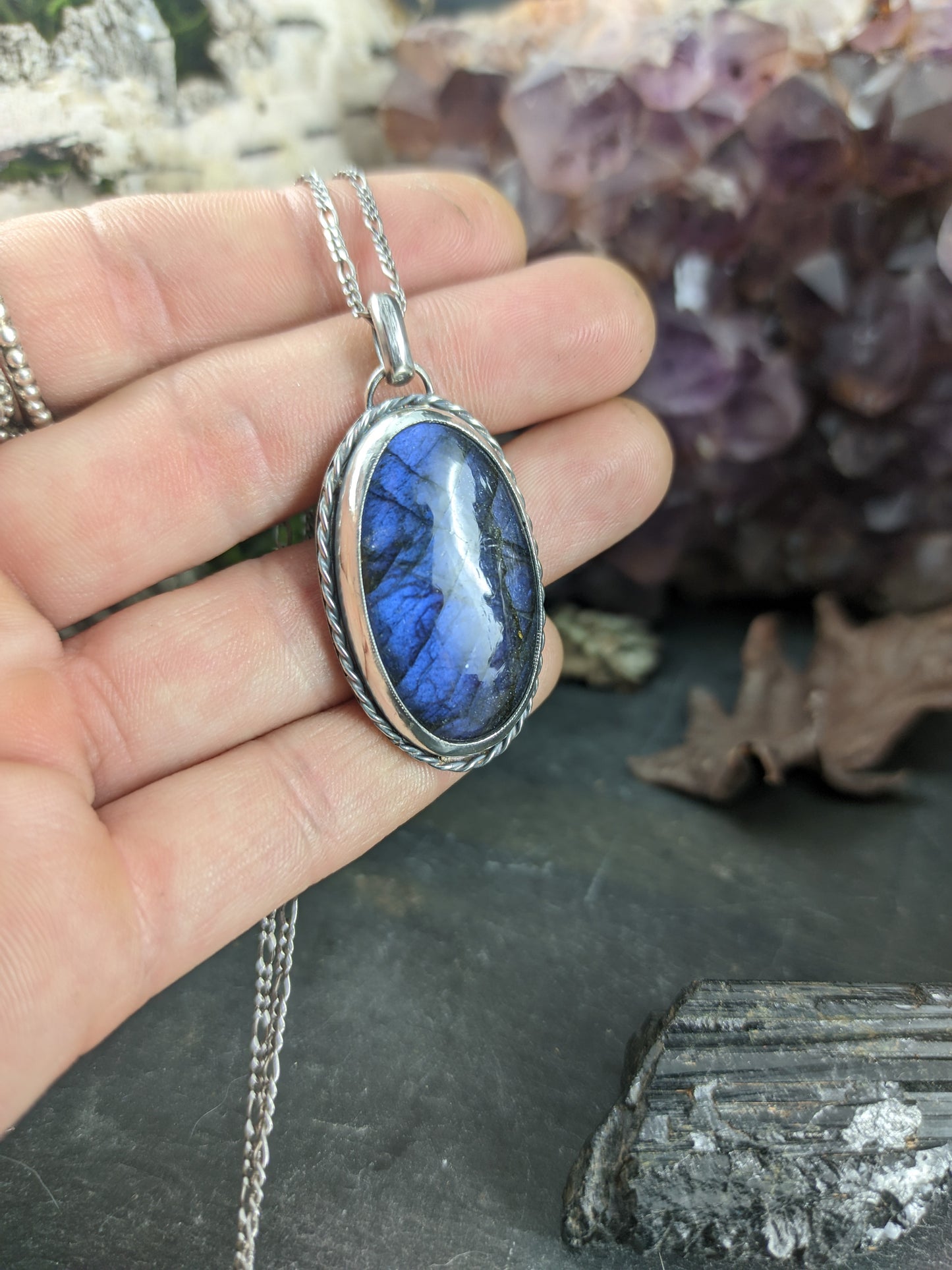 Pendentif Labradorite Bleue