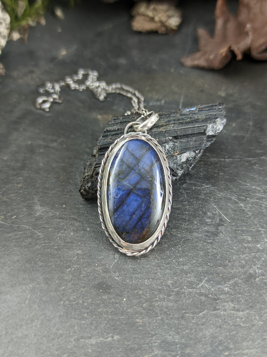 Pendentif Labradorite Bleue